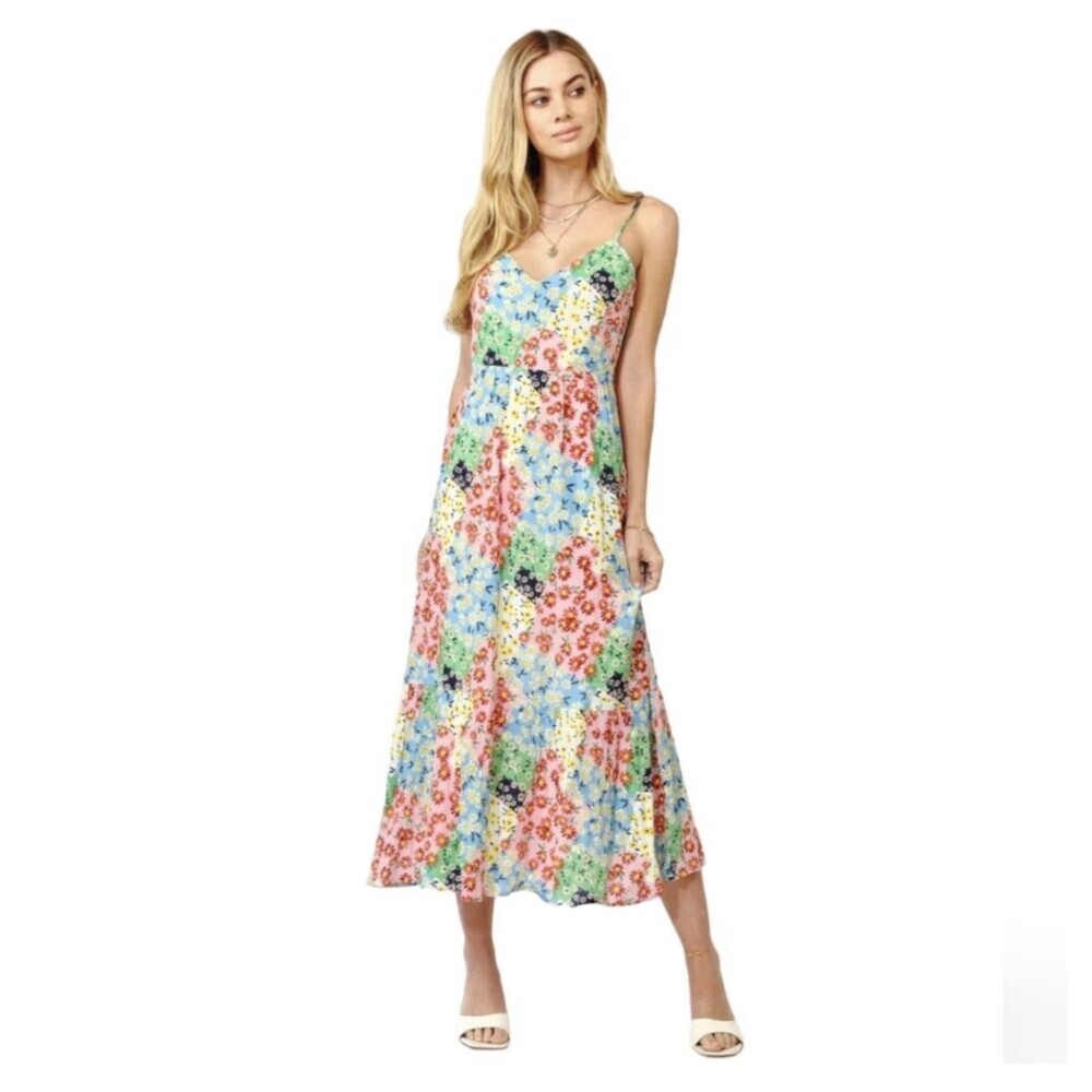 Greylin Samantha Floral Collage Patchwork Print Dress Womens Small Cottagecore